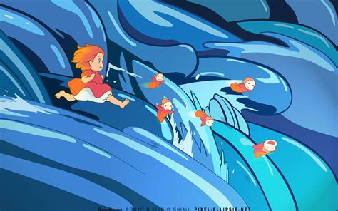 Gake no Ue no Ponyo Wallpaper: Ponyo on the Waves - Minitokyo | Ghibli ...