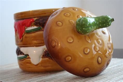 Vintage Cookie Jar 1979 Hamburger Cookie Jar with Pickle