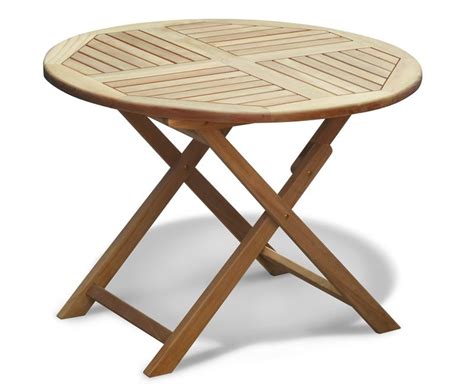 Lymington Teak Round Folding Garden Table - 1m