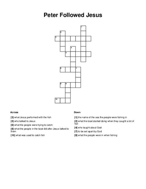 Peter Followed Jesus Crossword Puzzle