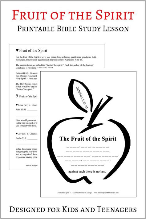 9 Fruits of the Spirit Bible Study Lesson for Kids and Teenagers