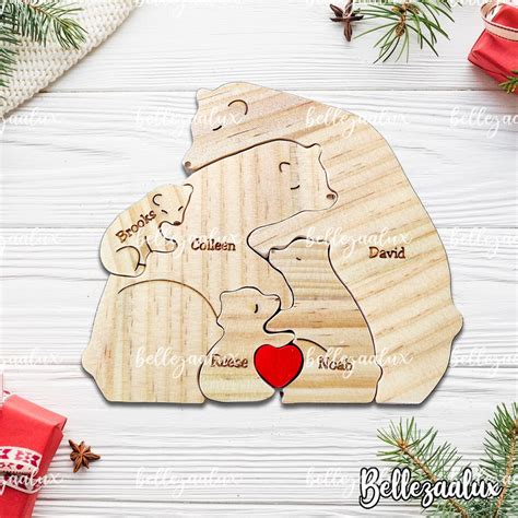 Personalized Wooden Bear Family Puzzle, Wooden Bear Puzzle With Family ...