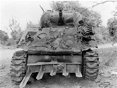 Knocked Out M4 Sherman Tank with hedgerow cutters Normandy | World War ...