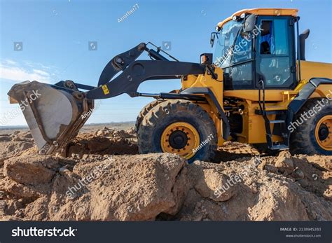 Bulldozer Loader Moves Earth Construction Site Stock Photo 2138945283 ...