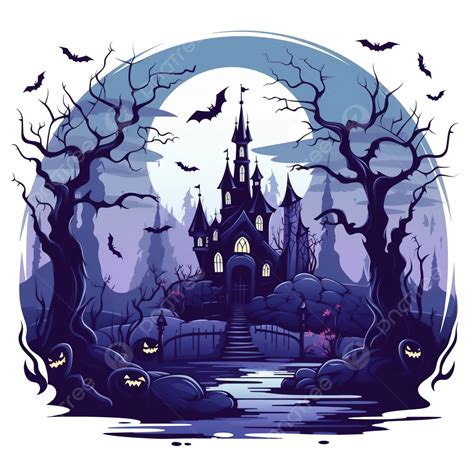 Halloween Night Creepy Landscape With Big Gothic Castle Cartoon Flat Vector, Cartoon ...