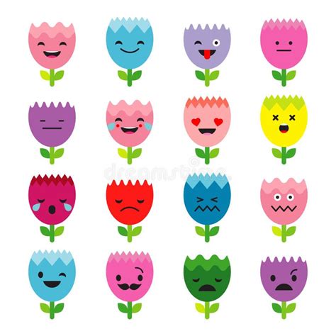 Collection of Flowers Emotions Stock Illustration - Illustration of icon, flat: 168419128