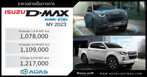 ราคาอย่างเป็นทางการ Isuzu D-MAX MAGIC Eyes (MY 2023) : 1,078,000 - 1,217,000 บาท | เพิ่มระบบ ...