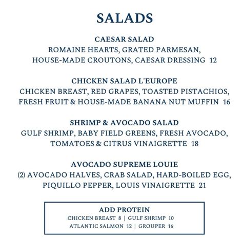 Cafe L'Europe Palm Beach, FL Menu (Updated: February 2023)