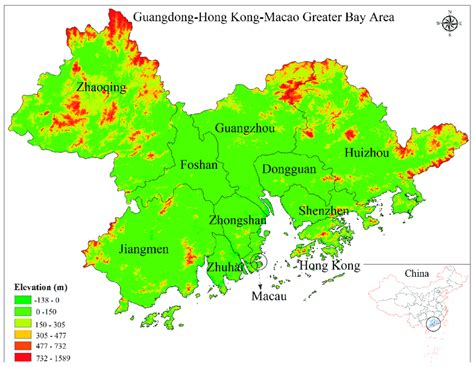 The location of the Guangdong-Hong Kong-Macau Greater Bay Area (GBA) of... | Download Scientific ...