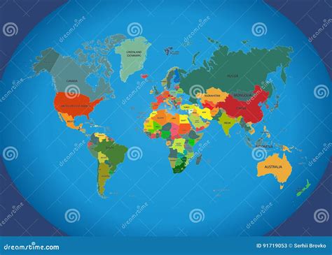 World Map with Country Names. Stock Vector - Illustration of green, countries: 91719053