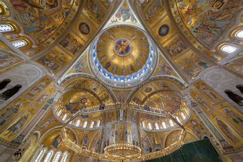 Interior of Saint Sava Temple in Belgrade, Serbia, Gold Mosaic Touristic Attraction Stock Photo ...