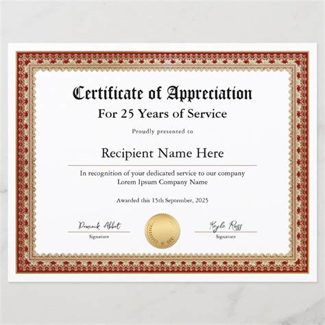 Appreciation Certificate for Years of Service | Zazzle | Certificate of ...