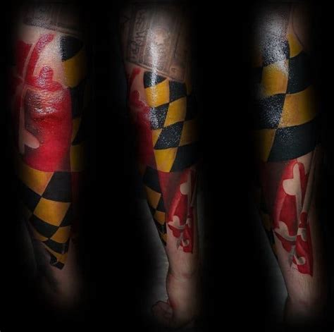 50 Fantastic Maryland Flag Tattoo Ideas for Men