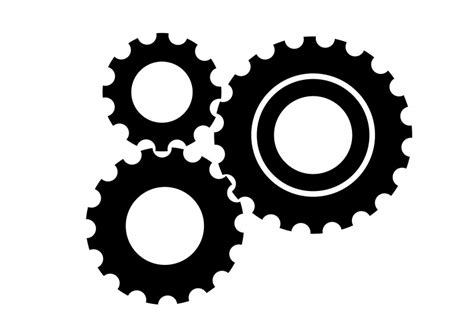 3 Black Gear Wheels Free Vector Icon