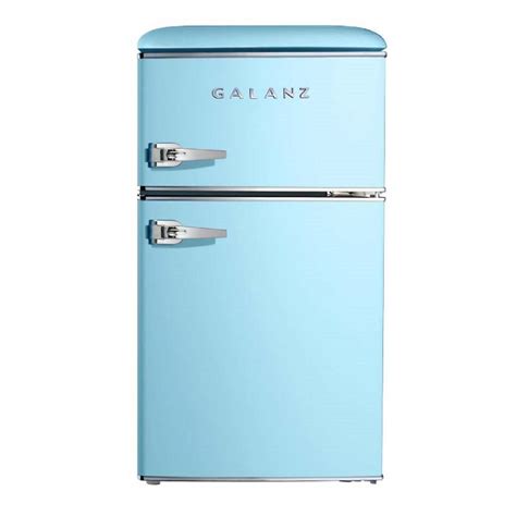 Galanz 3.1 cu. ft. Retro Mini Fridge with Dual Door True Freezer in Blue-GLR31TBEER - The Home Depot