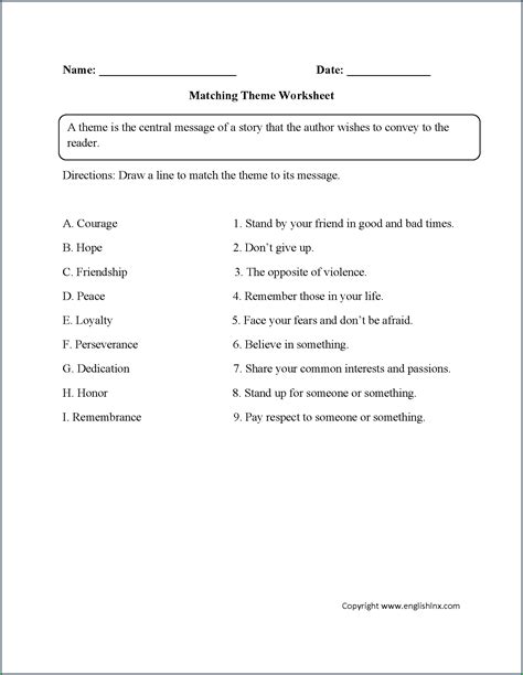 5th Grade Finding Theme Worksheets Worksheet : Resume Examples