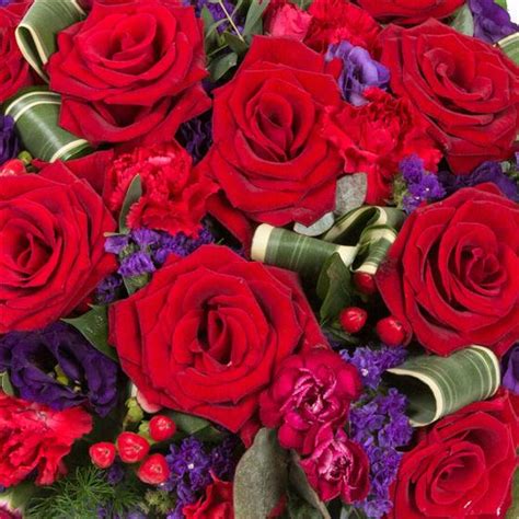 Red Rose & Purple Posy - Funeral Flowers Oxford