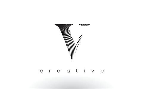 V Logo Design With Multiple Lines and Black and White Colors. 4912869 Vector Art at Vecteezy