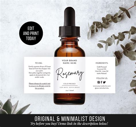 Custom Product Label Editable Label Template Stylish | Etsy | Editable ...