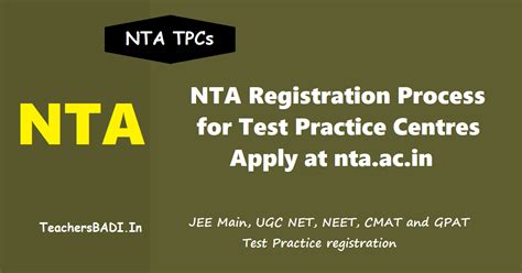 NTA Registration process for TPCs Test Practice Centres; Apply at nta ...