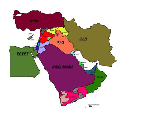 Modern Map of The Middle East Showing Division | Modern map, Map, Middle east