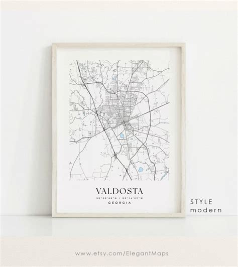 Valdosta Georgia Map Valdosta GA Map Valdosta City Print | Etsy