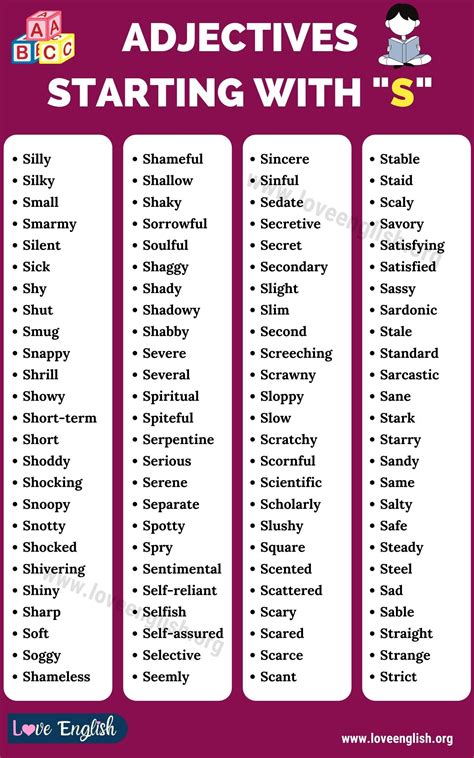 Adjectives that Start with S: List of 100 Adjectives Starting with S ...