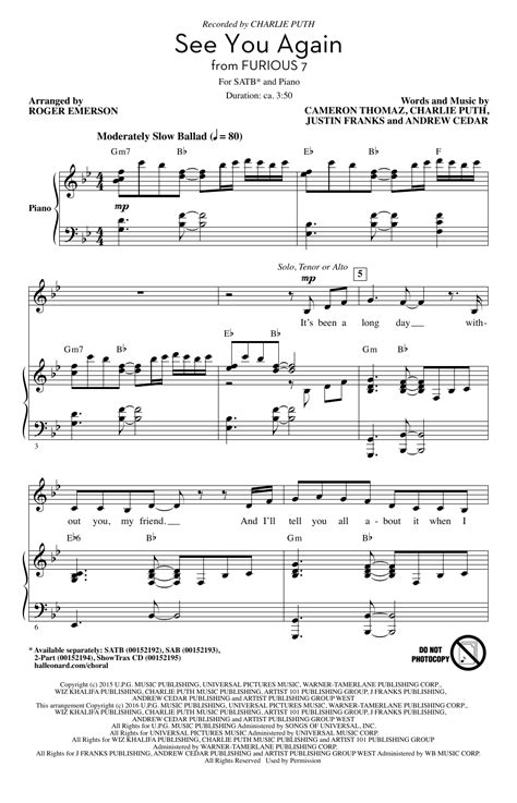 See You Again | Sheet Music Direct