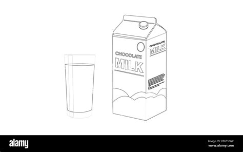 Vector Isolated Black and White Illustration of a Chocolate Milk Box ...
