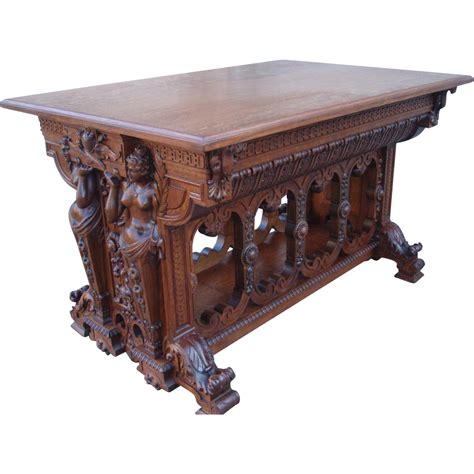 Magnificent Large and Ornately Carved ANTIQUE Oak Center Table. from bandcantiques on Ruby Lane