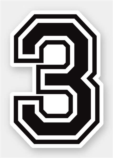 Number three 3 sporty college font sticker | Zazzle.com in 2021 ...