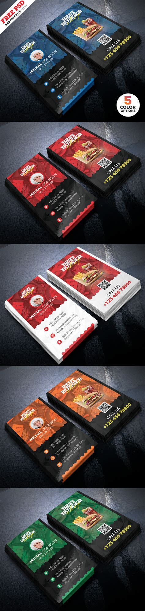 Restaurant Business Card Template PSD Bundle | PSDFreebies.com