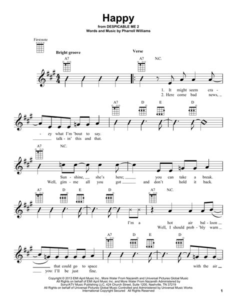 Happy sheet music by Pharrell (Ukulele – 157532)