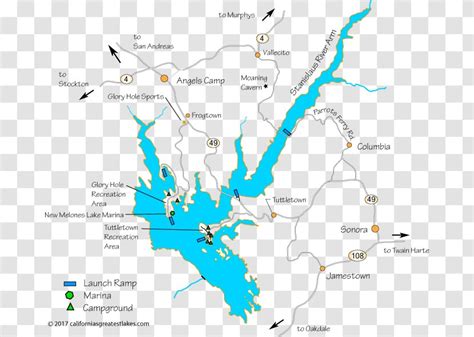 New Melones Lake Melones, California Tulloch Map Clear - Area ...