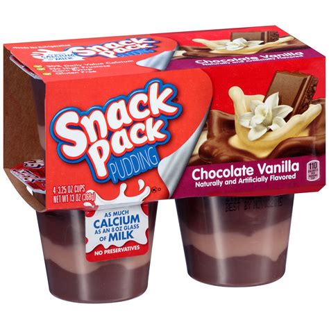 Hunts + Snack Pack Pudding, Chocolate Vanilla, 4 Ct