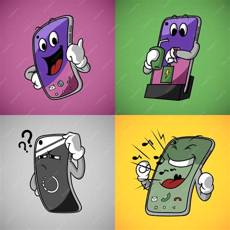 Premium Vector | Smartphone cartoon character set