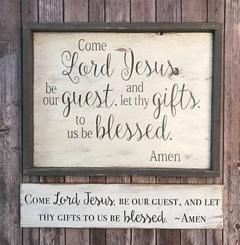 Distressed Come Lord Jesus be our Guest Sign Table Prayer | Etsy