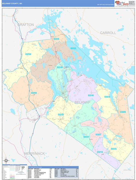 Belknap County, NH Wall Map Color Cast Style by MarketMAPS