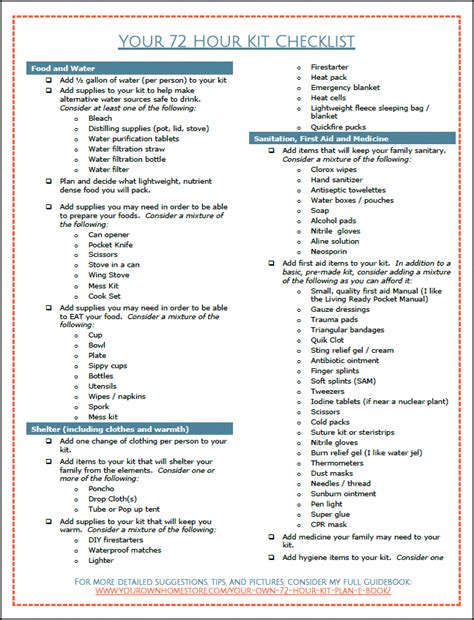 72 Hour Kit Checklist | Family 72 hour kit | 72 hour kit for kids # ...