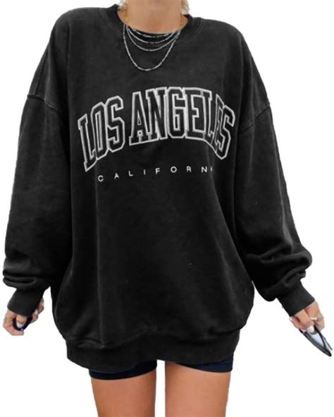 Kaxindeb Women's Los Angeles California Sweatshirt Oversized Bat Long Sleeve Crewneck Pullover ...