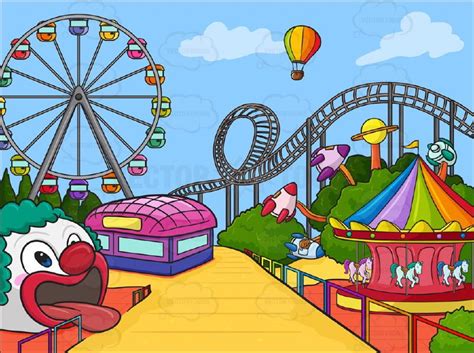 Amusement Park Background Cartoon Clipart | Drawings and Illustrations