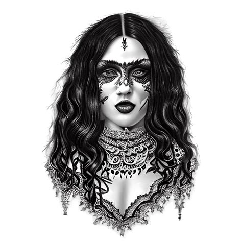 Gothic Lady Vampire Lace Ink Drawing Light Painting · Creative Fabrica