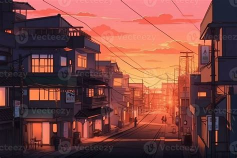 Tokyo sunset city anime style. Generate Ai 33119960 Stock Photo at Vecteezy