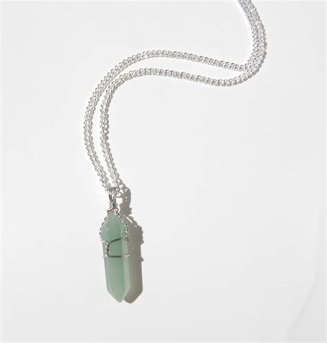 Aventurine Crystal Necklace Wire Wrapped Aventurine Crystal