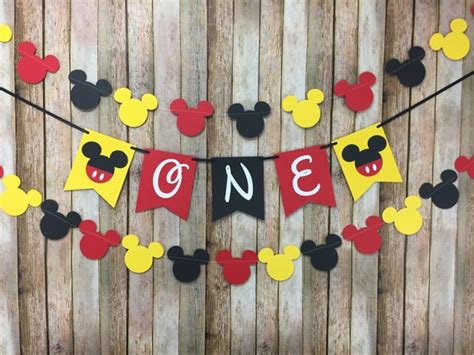 ONE Mickey Mouse Banner, Mickey Mouse ONE Banner, Mickey Mouse Birthday, Mickey First Birthday ...