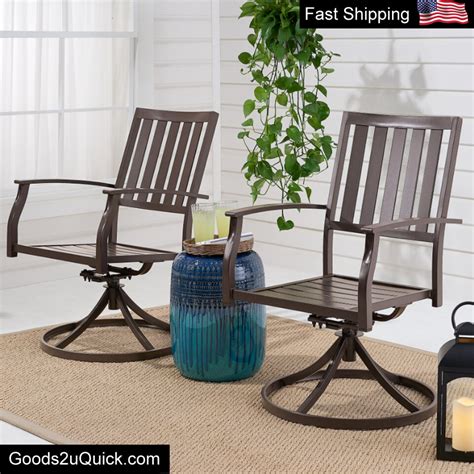 Swivel Chairs Metal SET OF 2 Outdoor Seats Steel Patio Porch Furniture