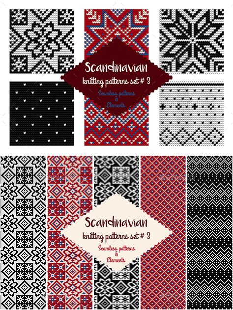 30 Scandinavian Knitting Patterns in Classic Colors, Graphics | GraphicRiver