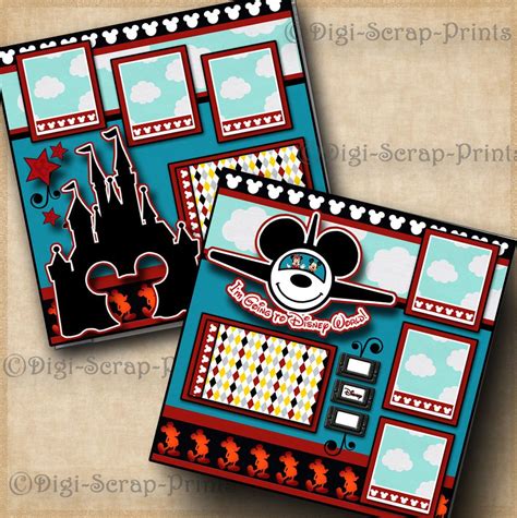 DISNEY WORLD ~ 2 premade scrapbook pages paper piecing VACATION layout ...