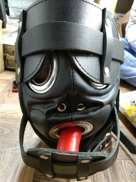 Real Leather Adult GIMP mask bondage with Leather Mouth Plug | Etsy