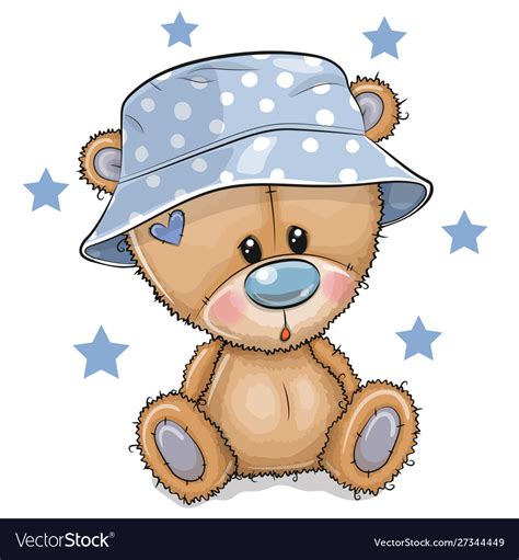Cartoon teddy bear in panama hat isolated on a Vector Image